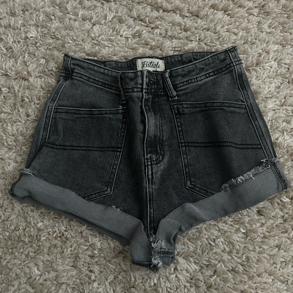 Listicle Black Denim Shorts